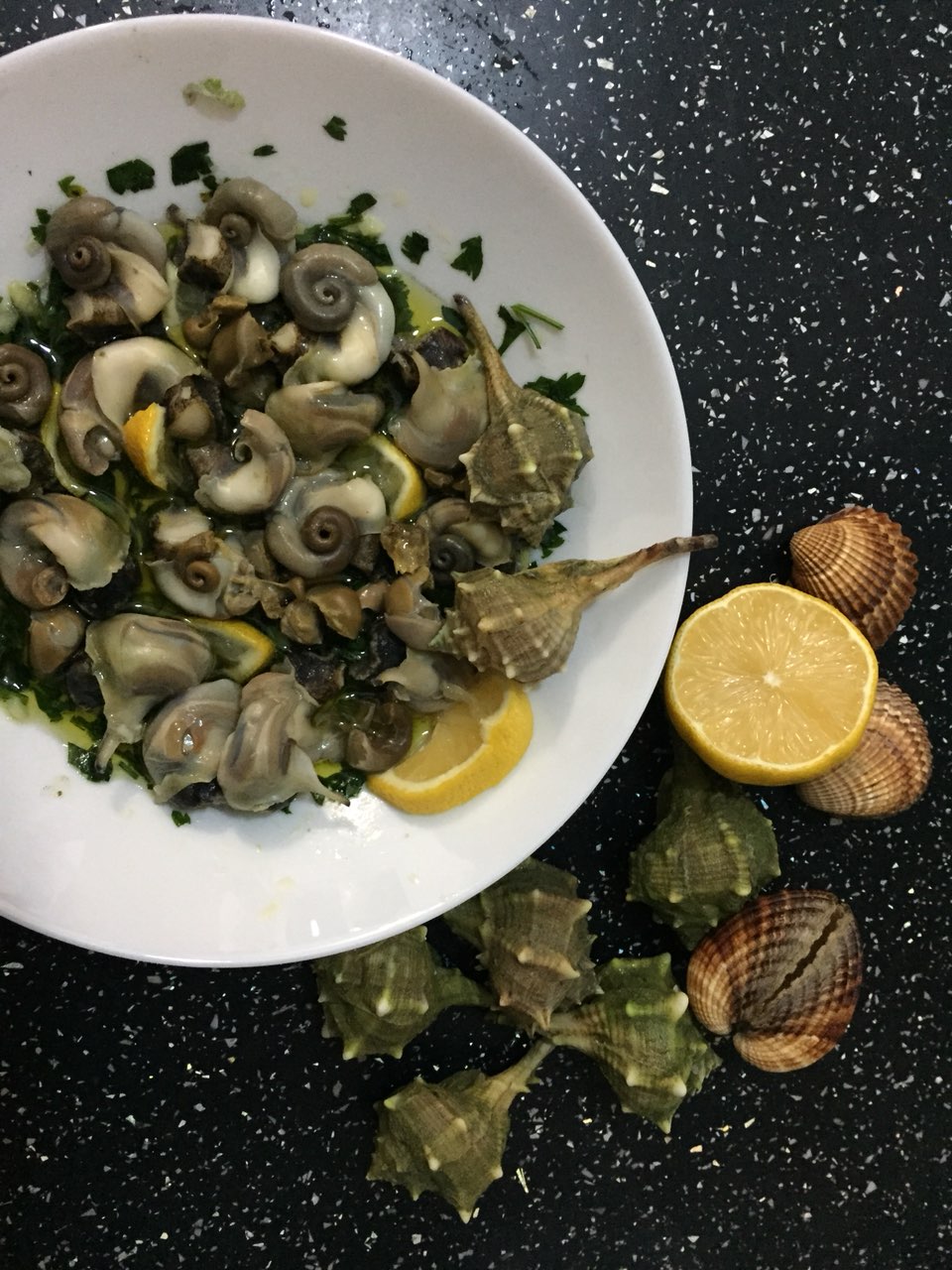 Cooked sea snails and clam pasta Bake My Day Happy